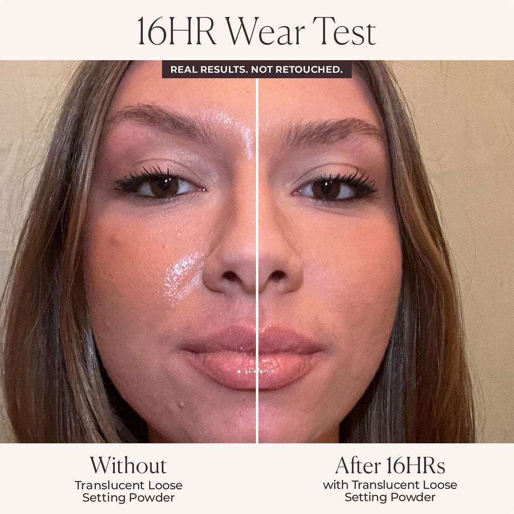 Laura Mercier setting powder texture swatch on skin