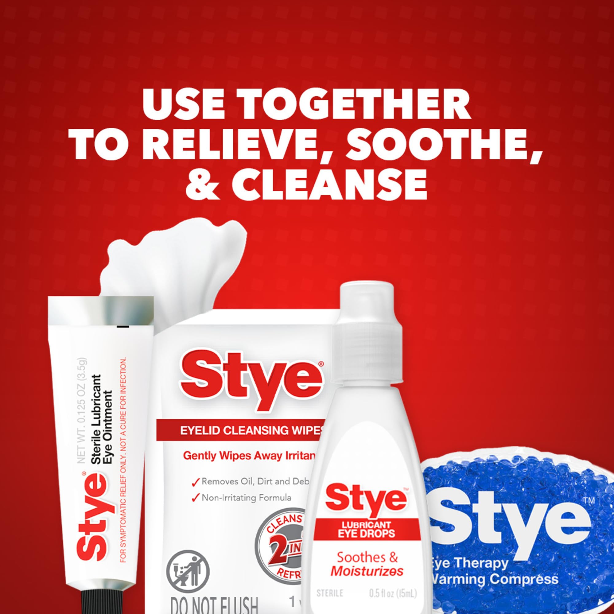 Back of Stye eyelid wipes box showing ingredients