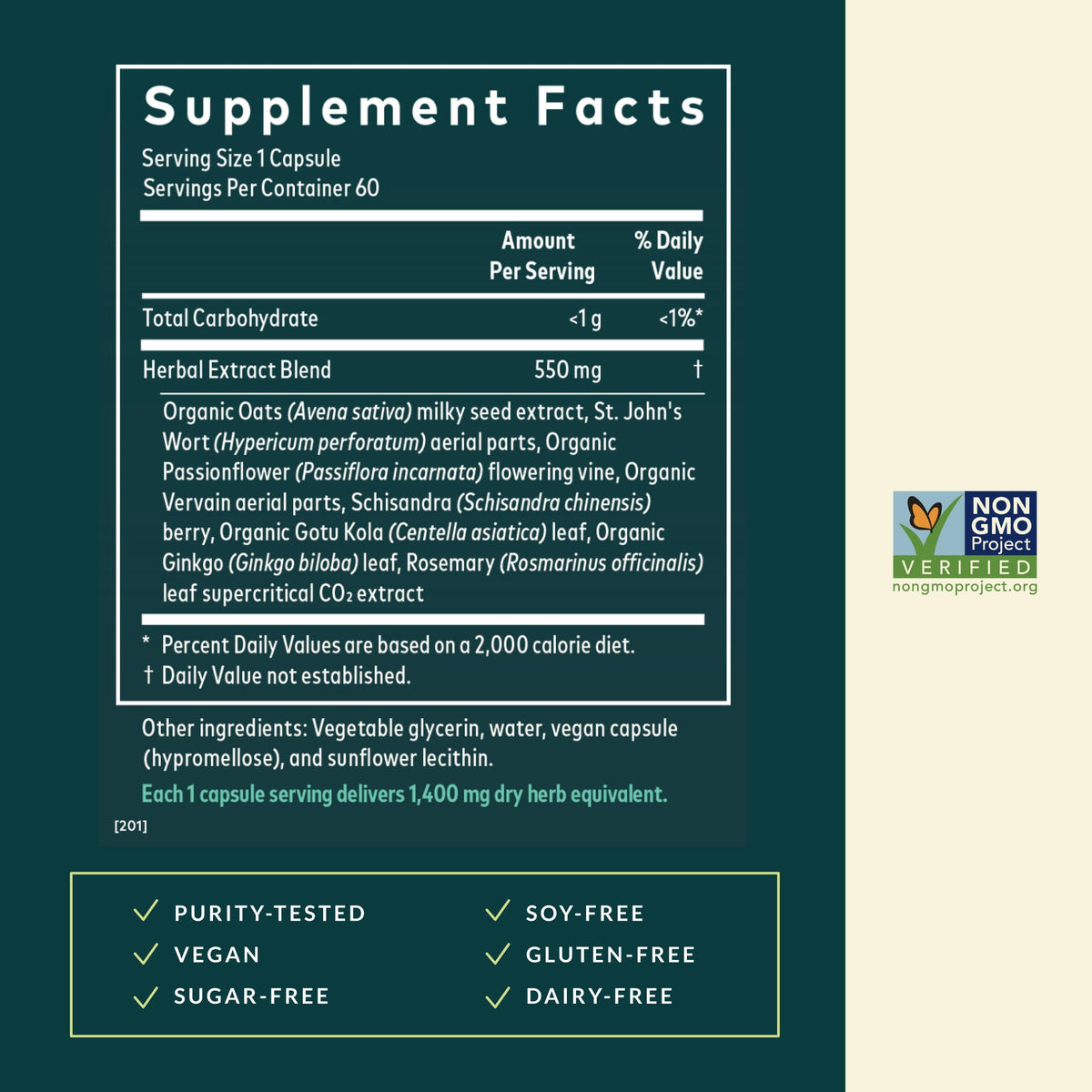 Premium glass bottle of Gaia Herbs Emotional Balance mood support vegan capsules