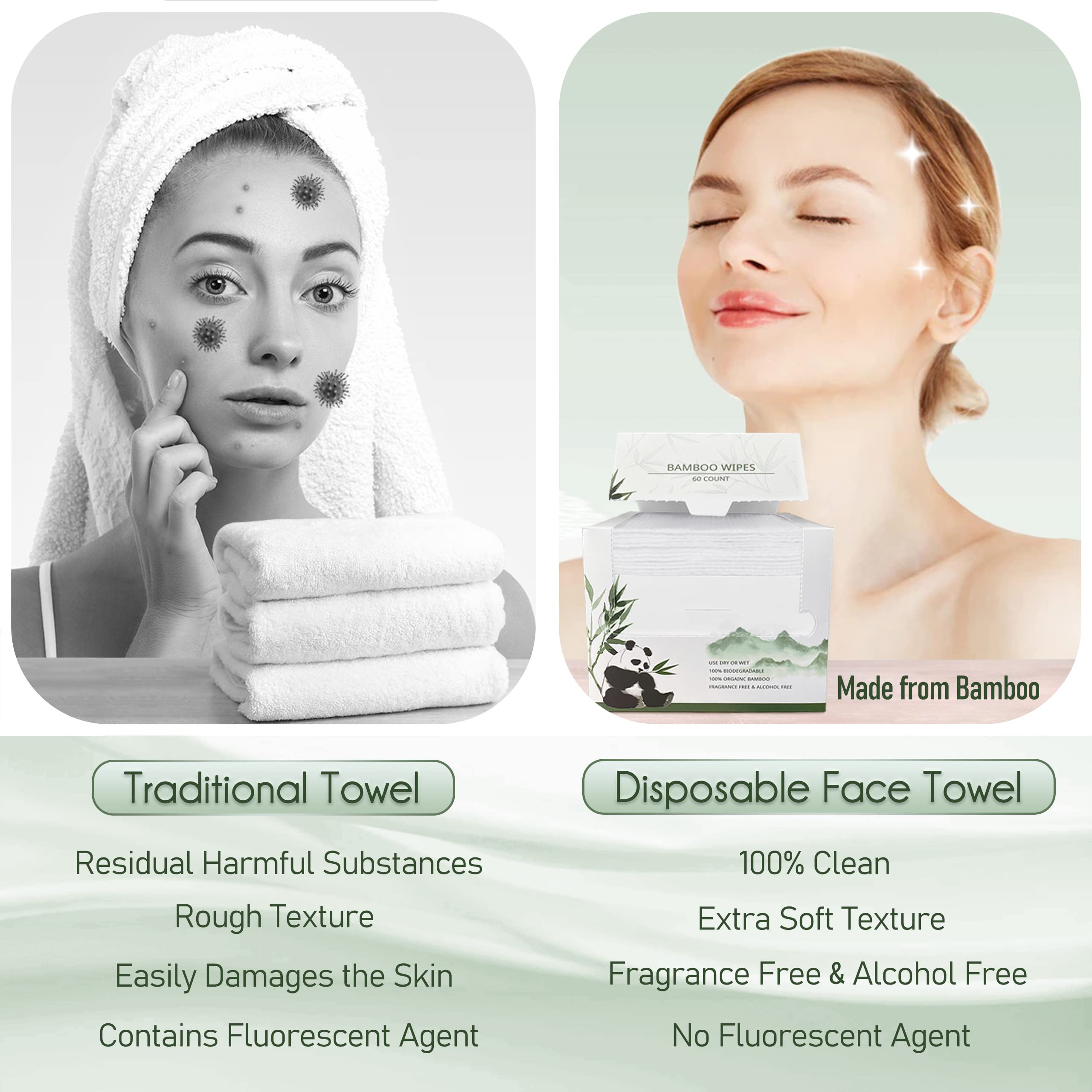 Wowotex biodegradable facial wipe being used for makeup removal