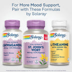 Full product packaging view of Solaray St Johns Wort One Daily tablets showcasing the clean design for emotional wellness.