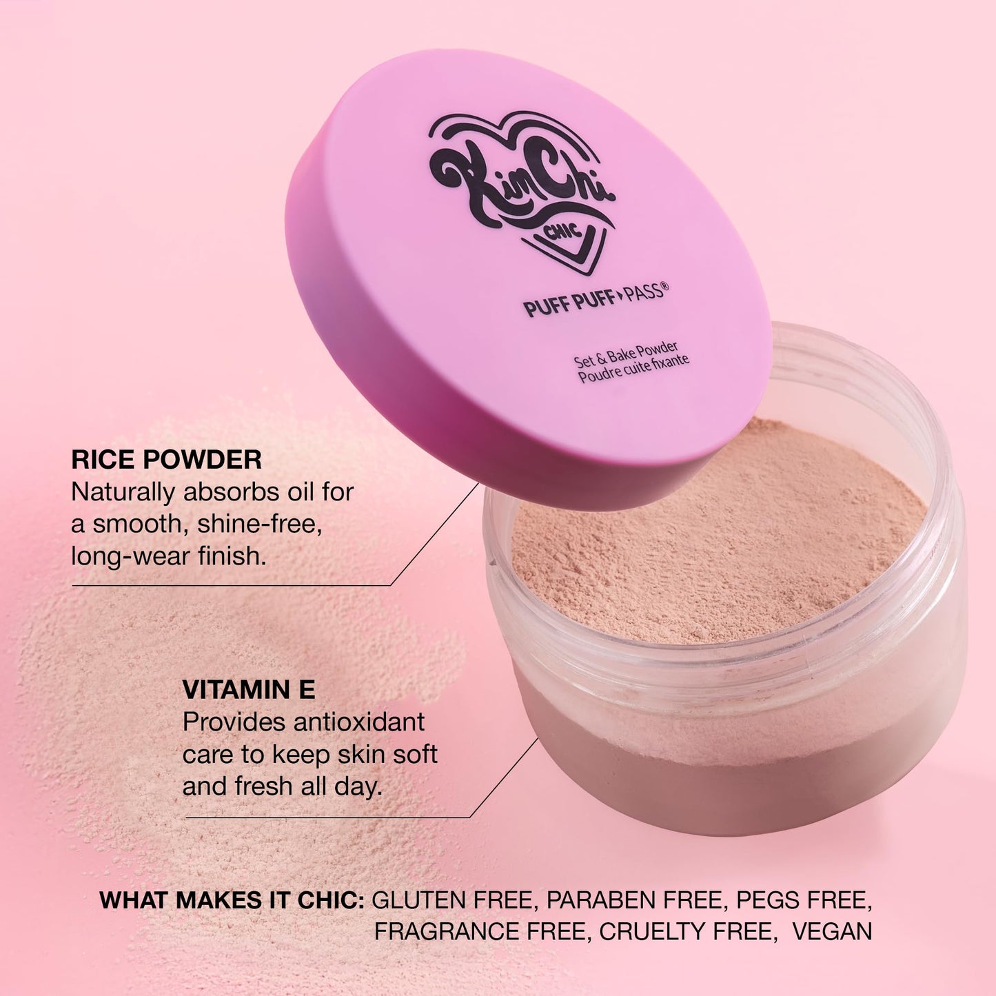 KimChi Chic Beauty loose face powder applied on skin