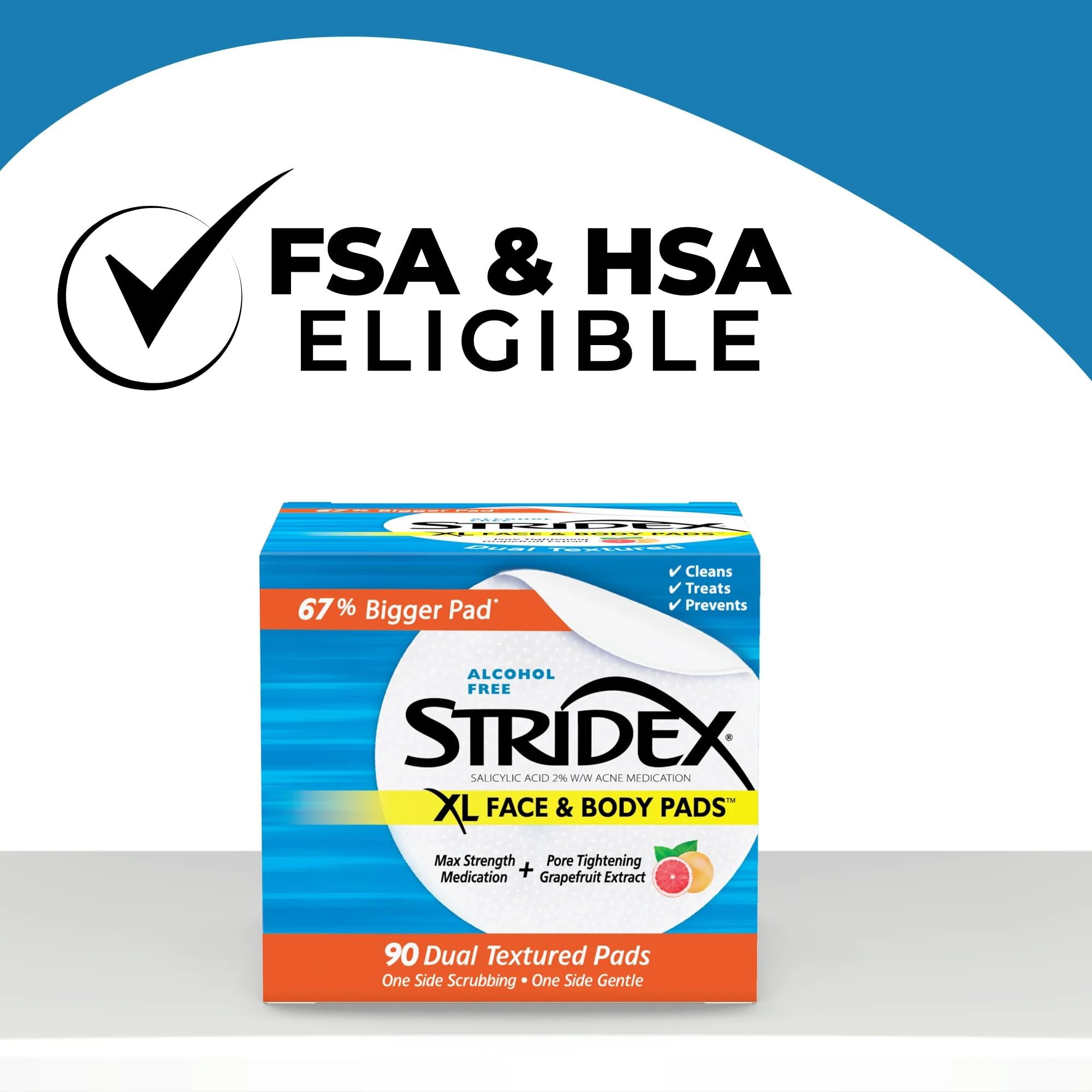 Stridex XL acne pads showing dual-textured surface detail