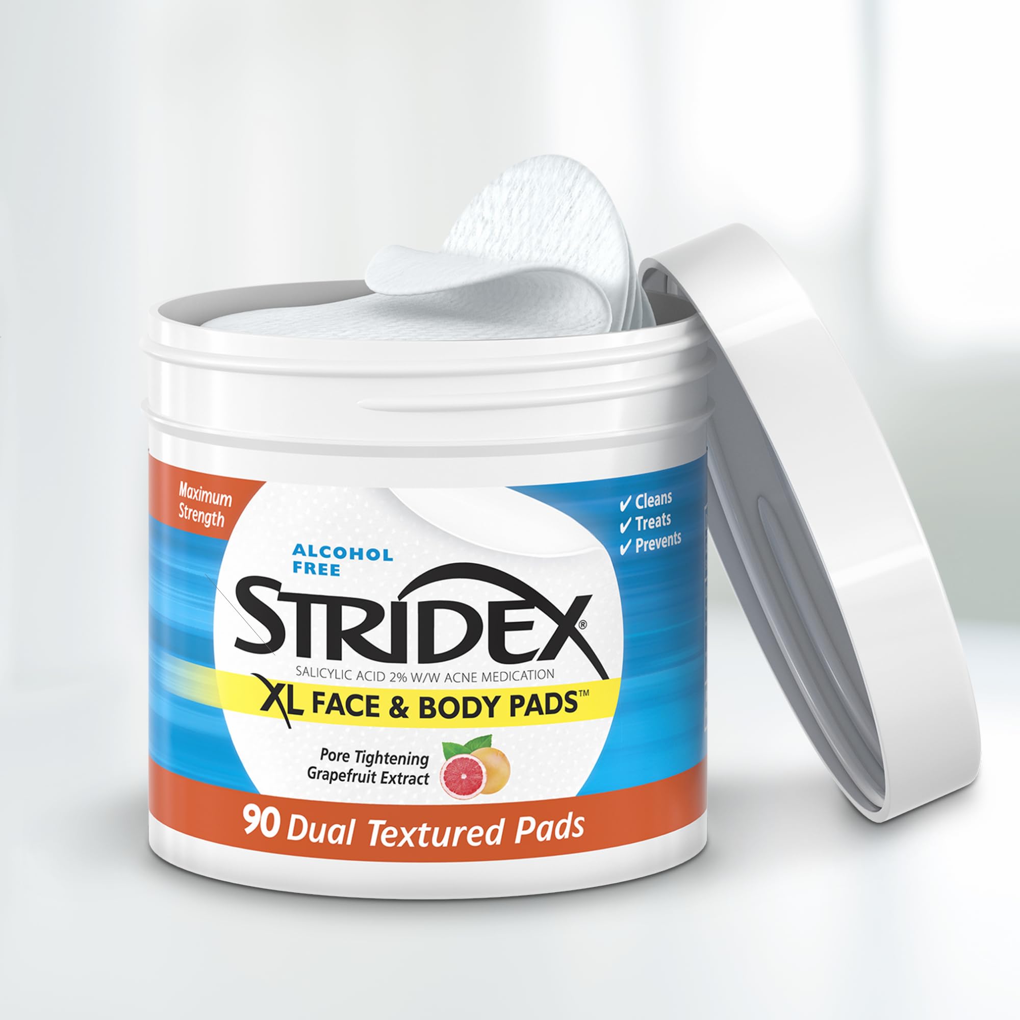 Stridex extra-large salicylic acid pads for body acne treatment