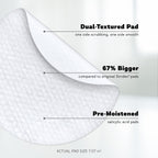 Demonstration of pad size comparison for face and body application.