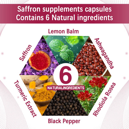 Yalei mood and energy support saffron capsules capsule size view.