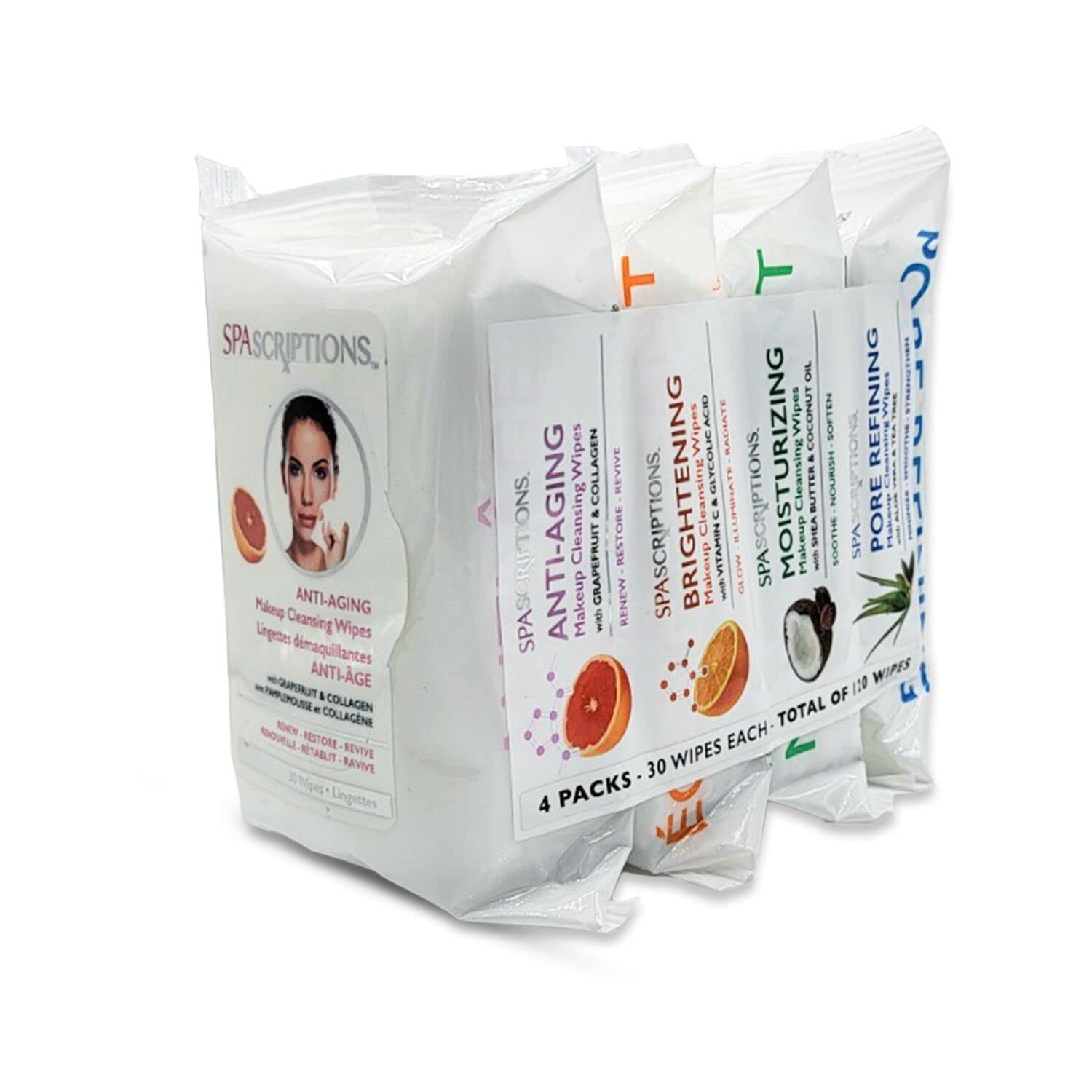 SpaScriptions anti-aging collagen wipes package detail