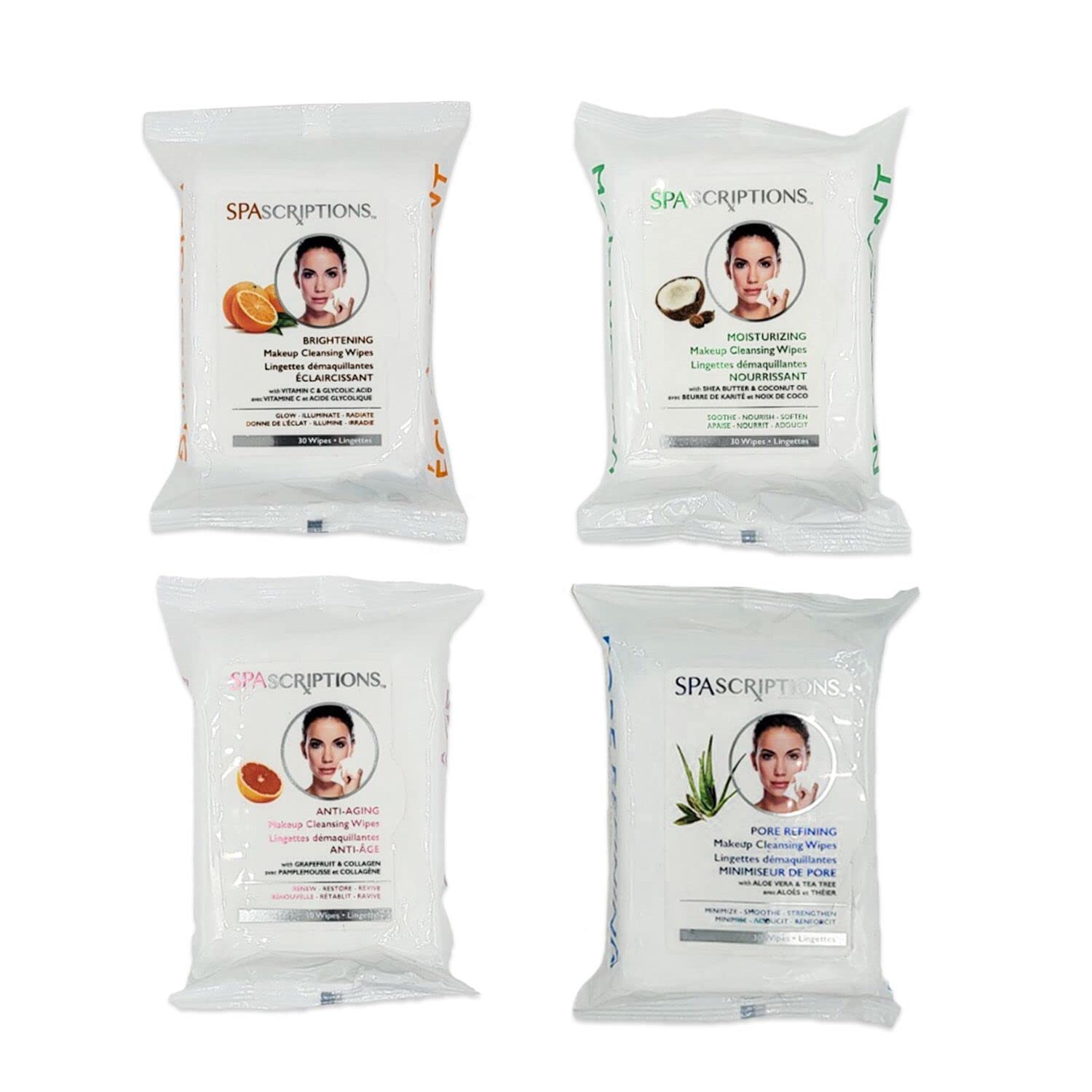 SpaScriptions moisturizing coconut oil wipes package detail