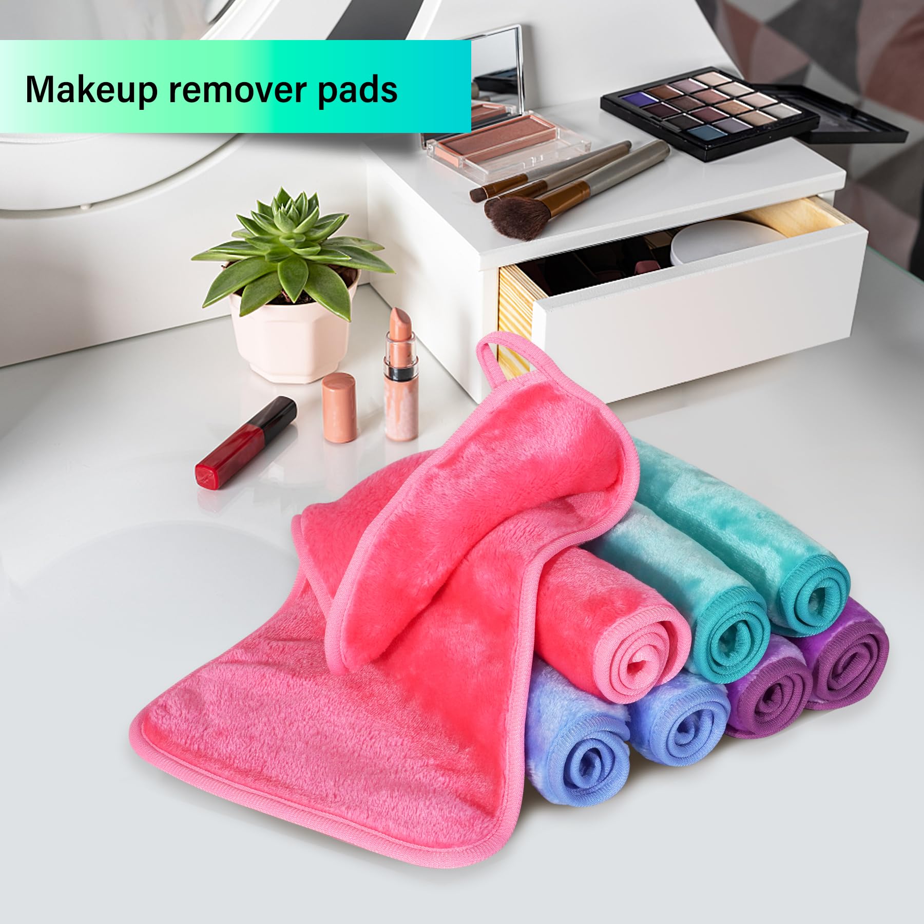 Set of 8 Nugilla makeup remover towels in assorted colors