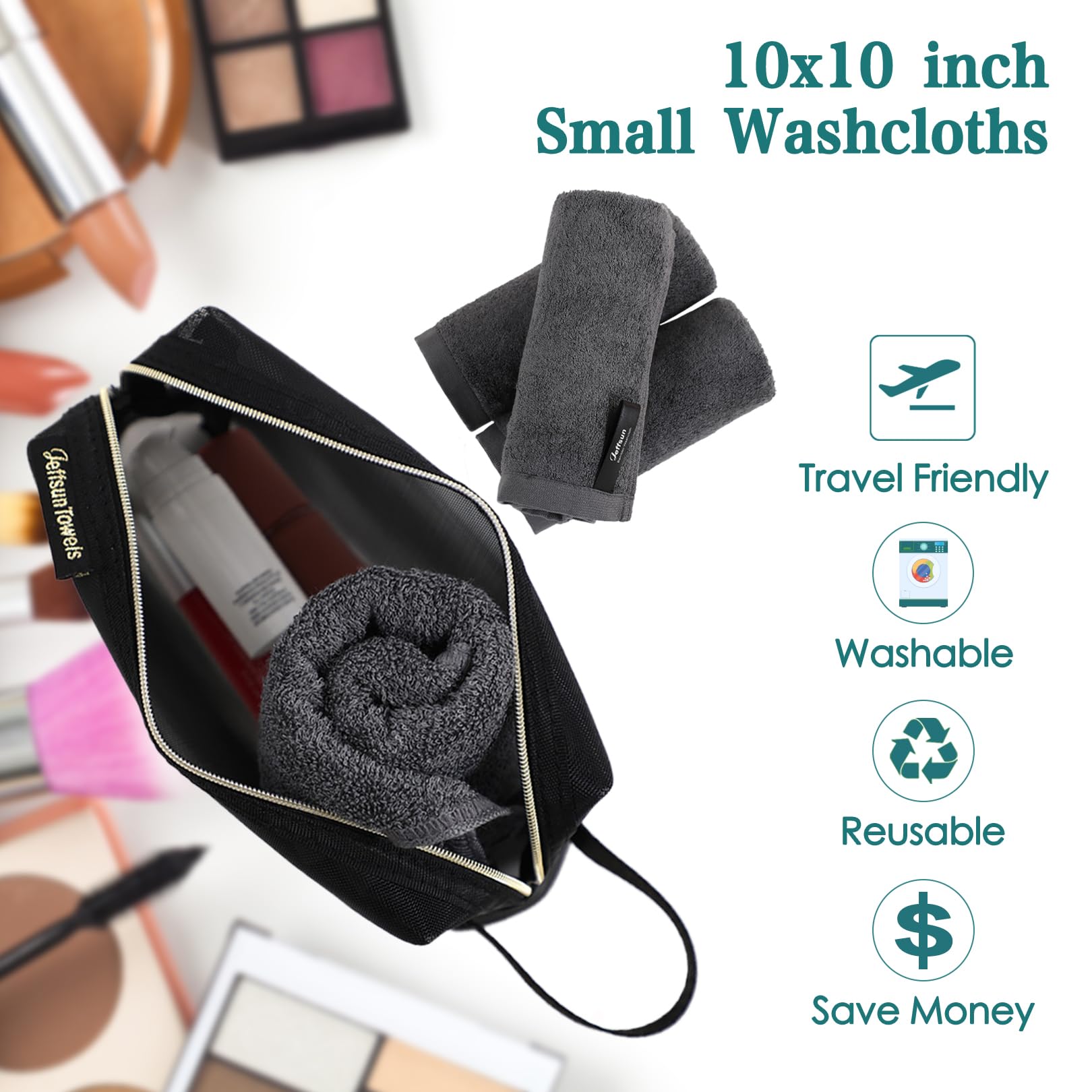 Jeffsun reusable bamboo makeup remover cloth texture close up