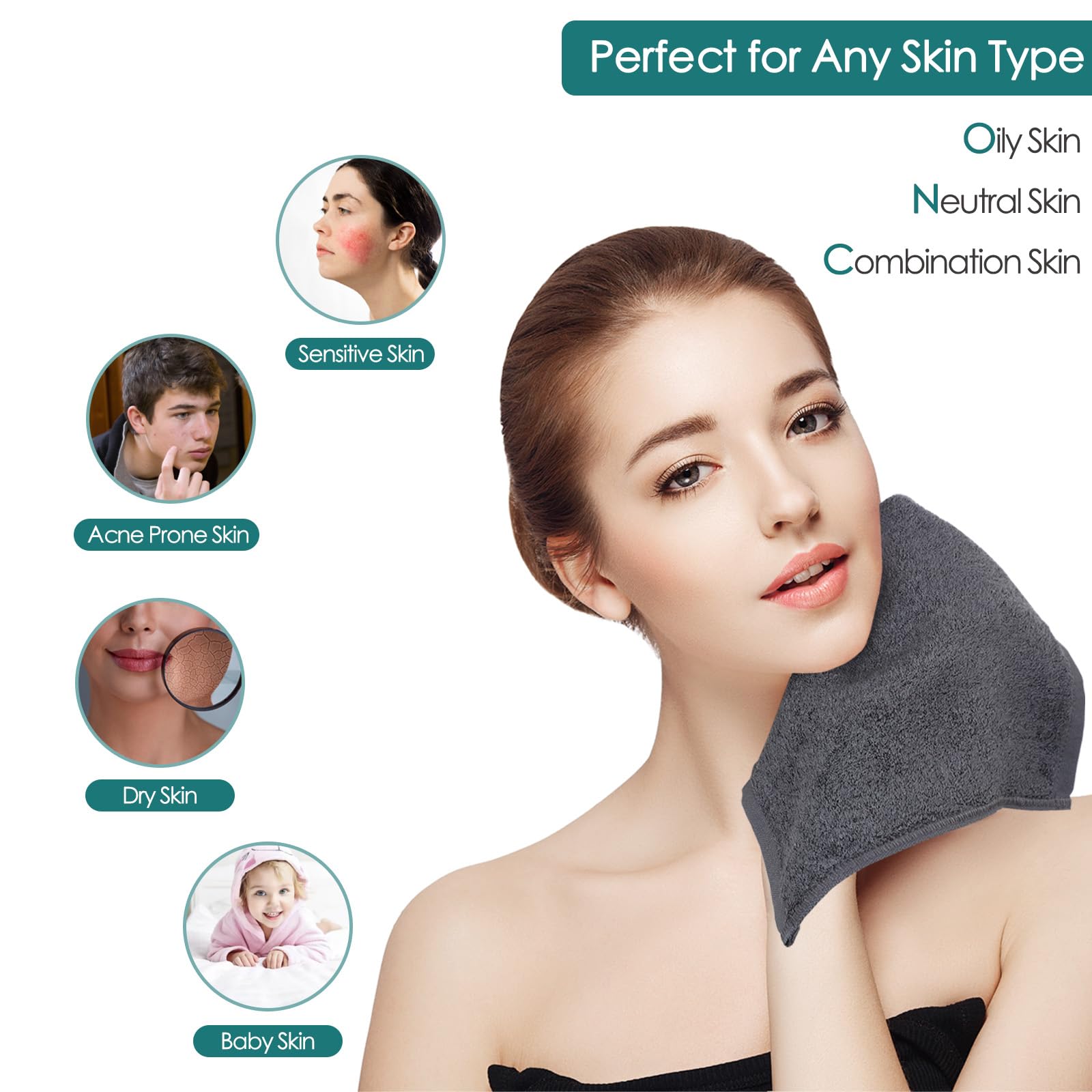 Jeffsun bamboo wash cloth being used for facial cleansing