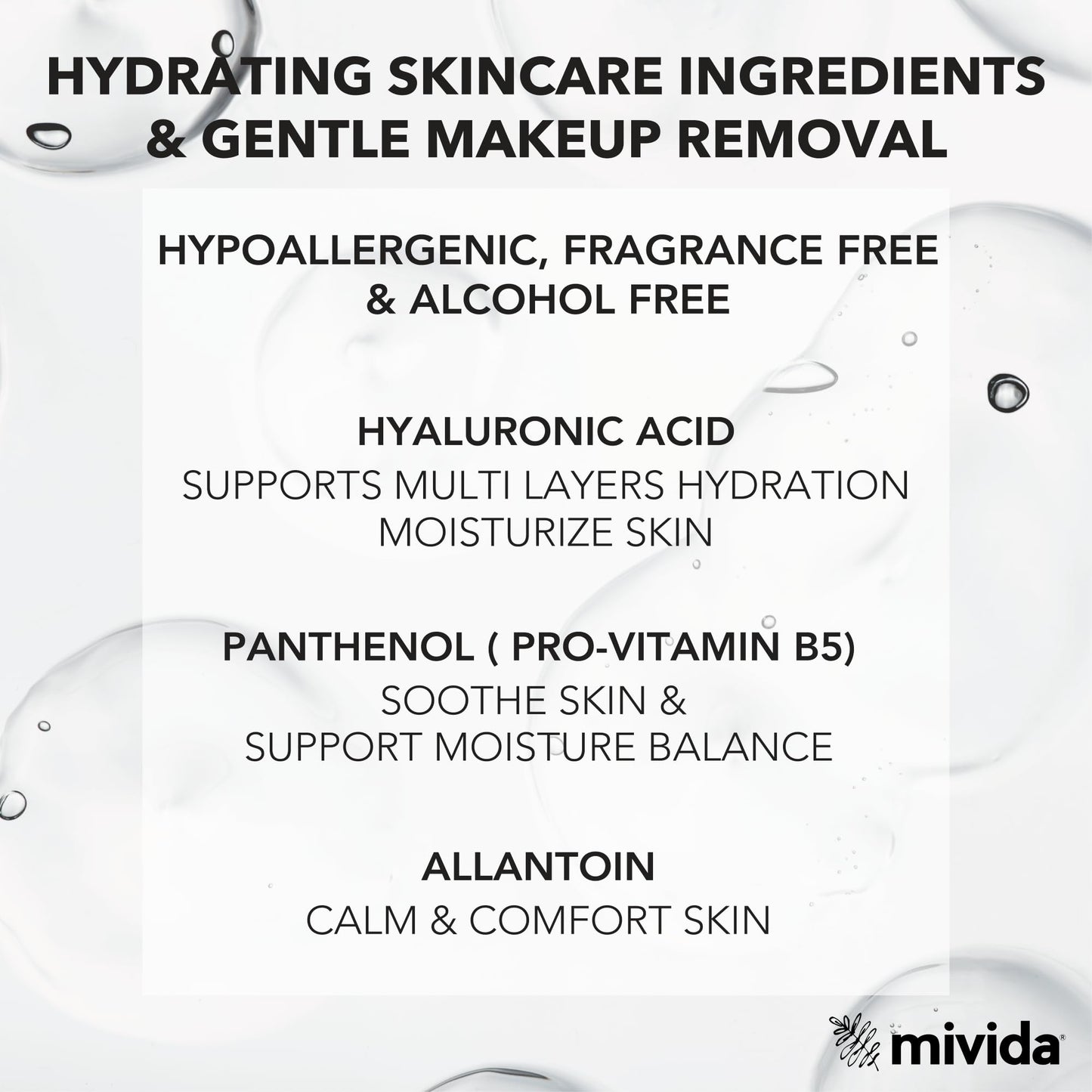 Close up of Mivida plant based makeup remover wipes texture