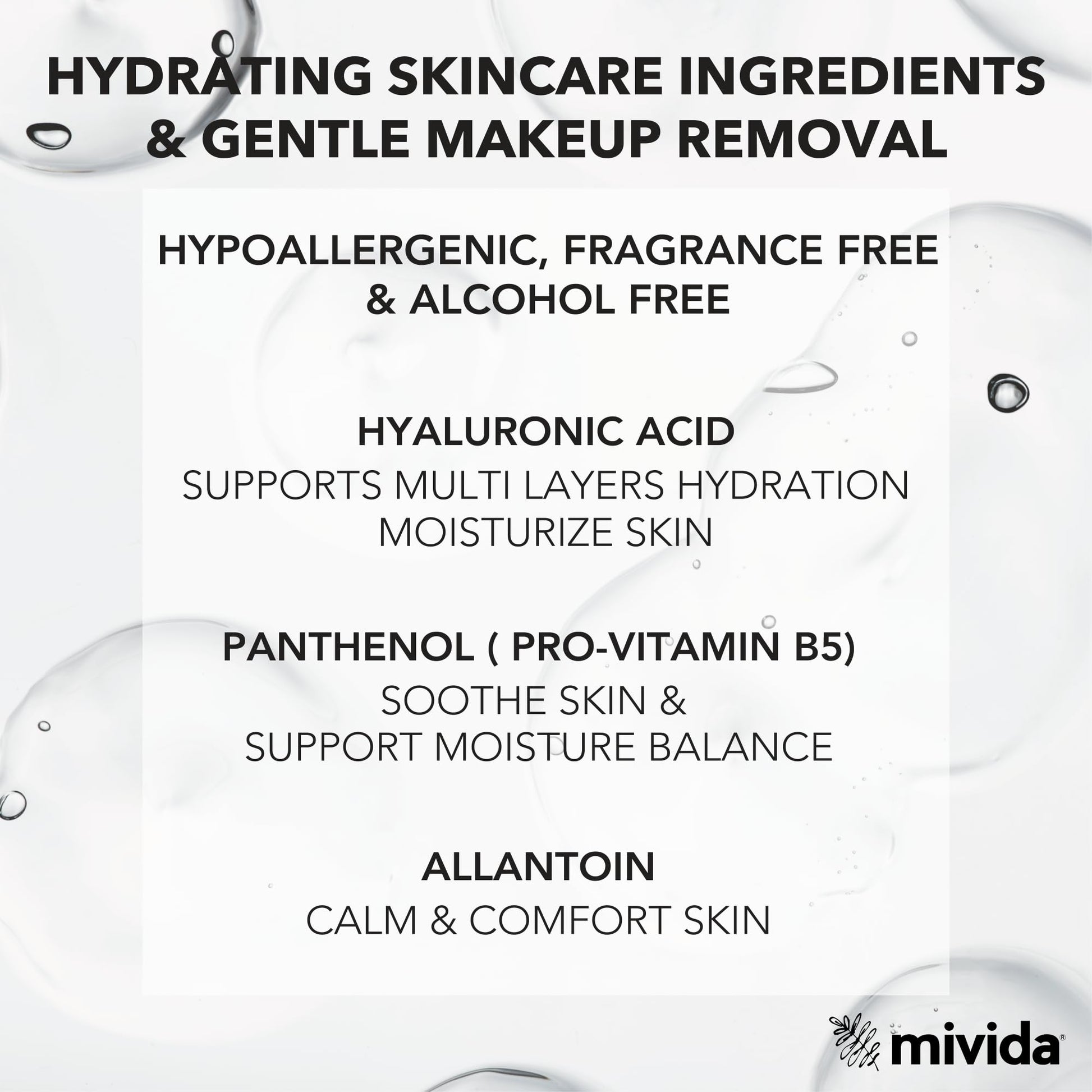 Close up of Mivida plant based makeup remover wipes texture