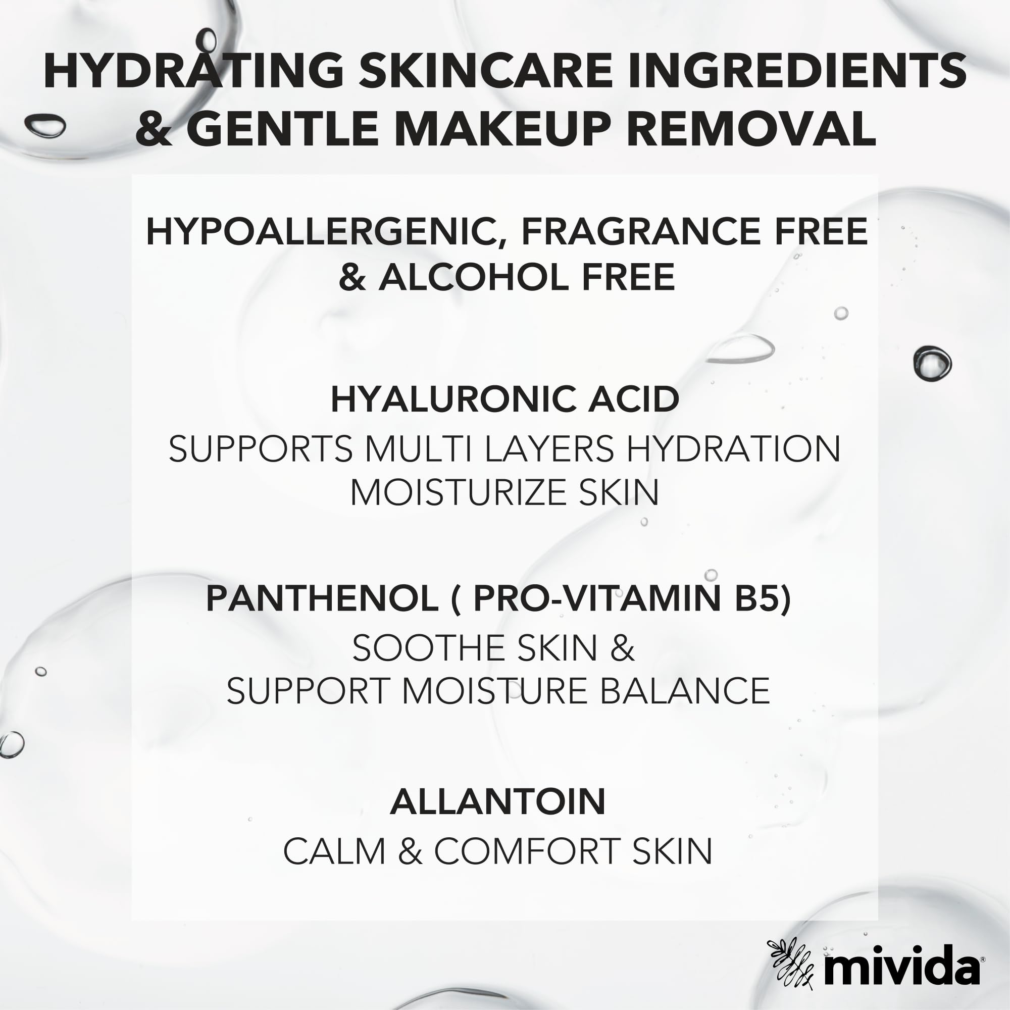 Close up of Mivida plant based makeup remover wipes texture