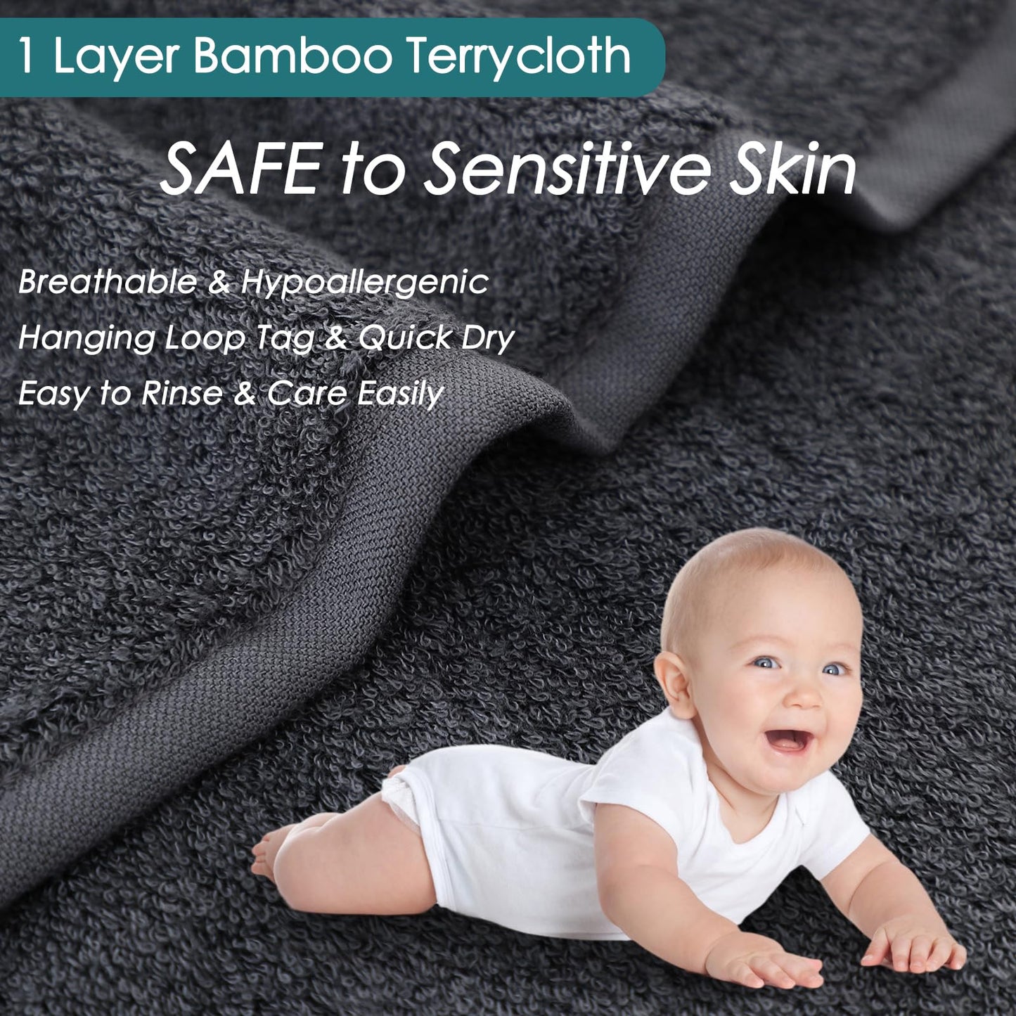 Washable dark grey makeup remover cloth from Jeffsun