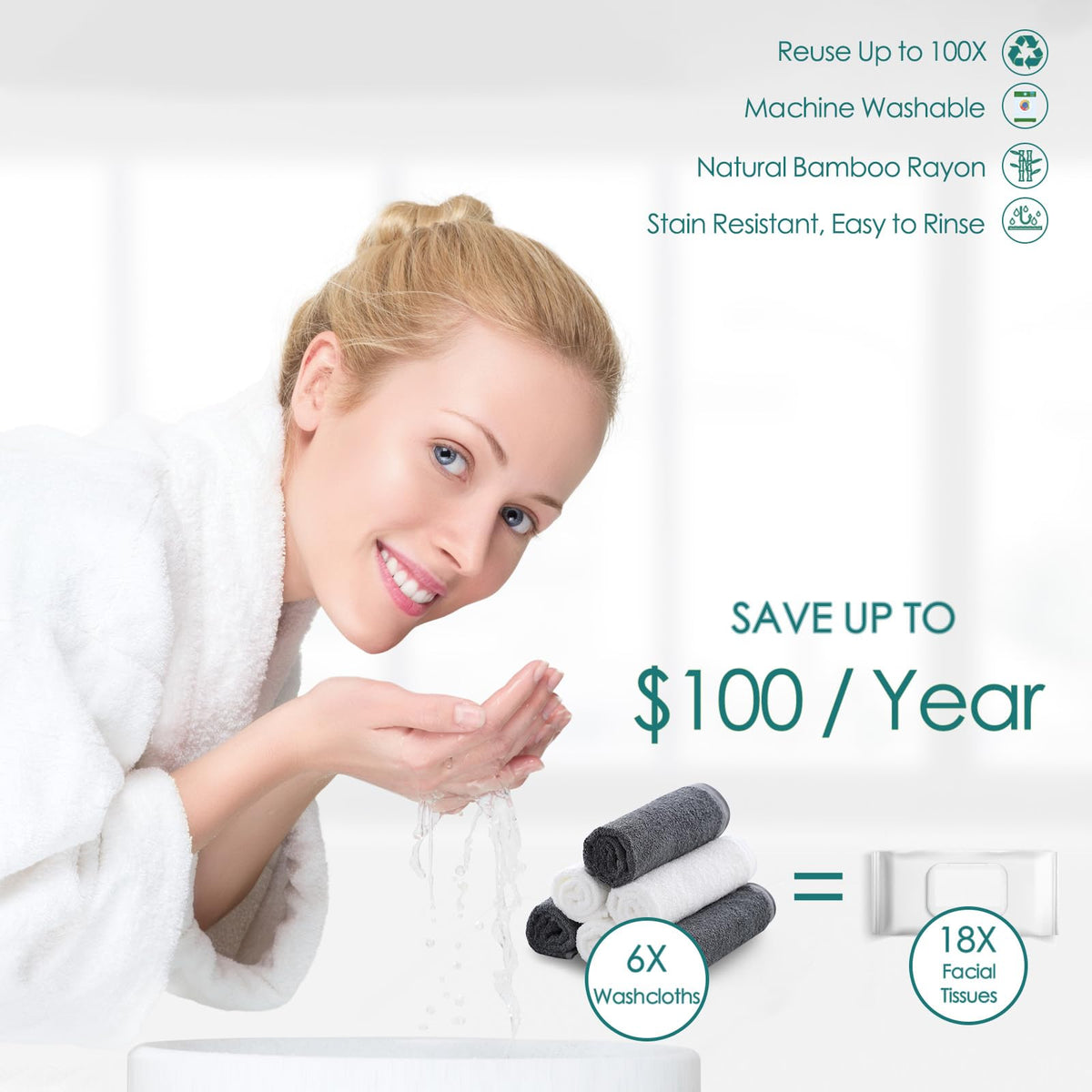 Jeffsun facial cleansing cloth bundle layout showcasing all six pieces
