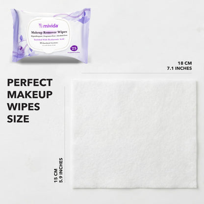 Detailed product label of Mivida hyaluronic acid facial wipes