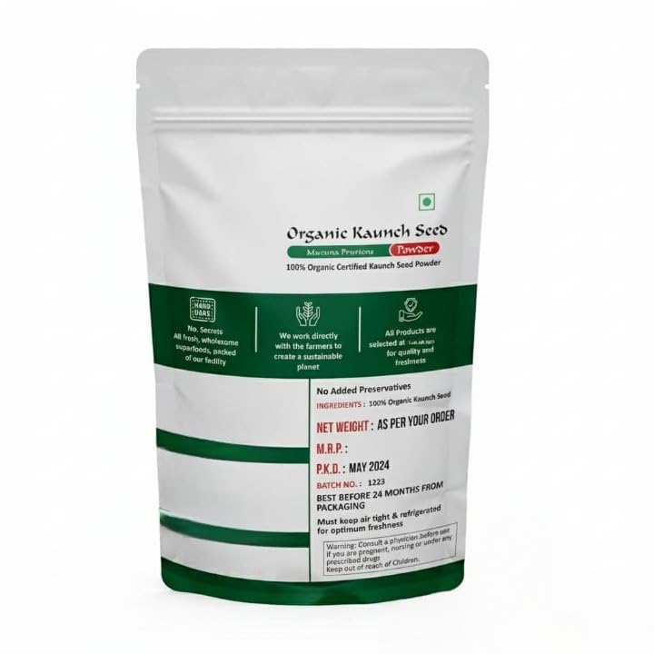 Natural Kaunch Seed powder texture showing fine herbal churna properties for dietary health routines.