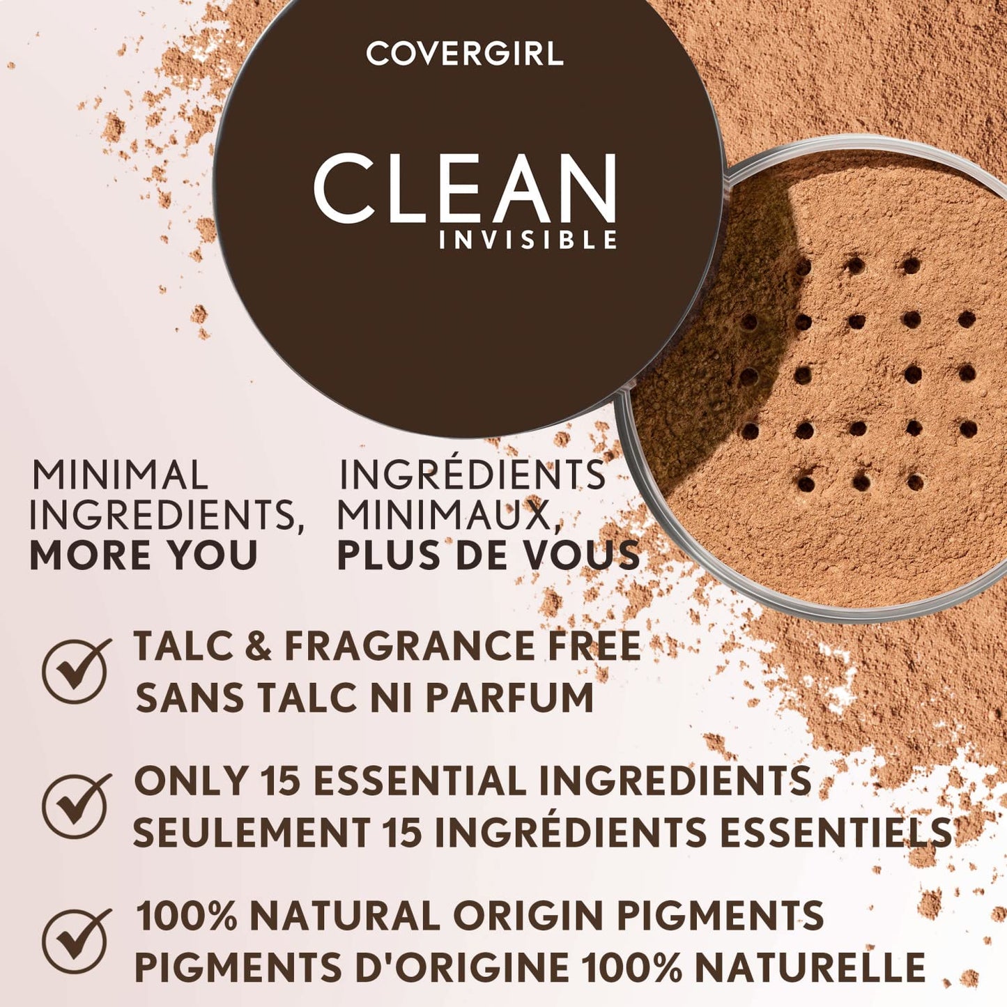 Side profile of Covergirl Clean Invisible Loose Powder jar