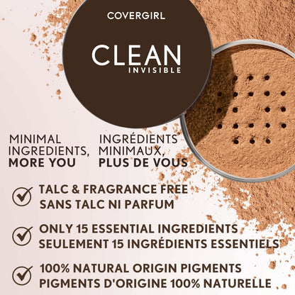 Side profile of Covergirl Clean Invisible Loose Powder jar