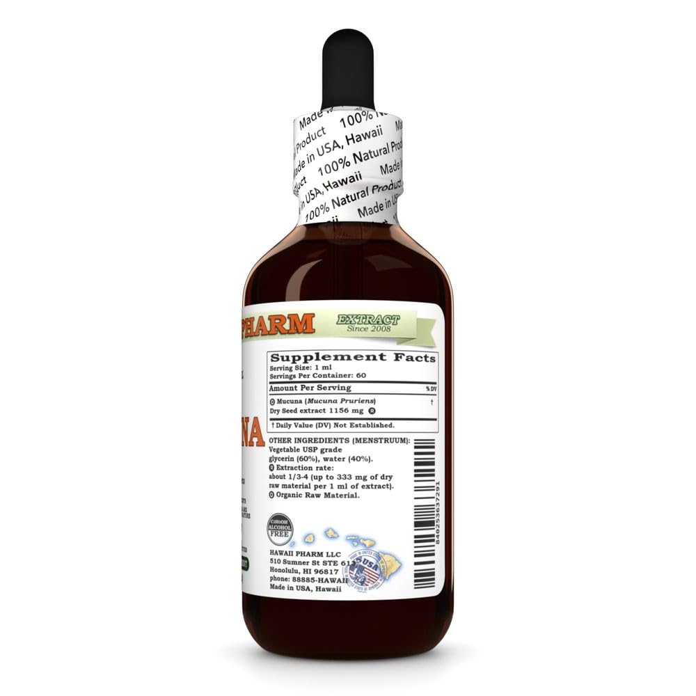 Hawaii Pharm alcohol free velvet bean liquid extract ingredients label