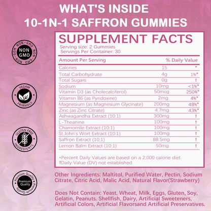 Premium Yalei saffron and ashwagandha adaptogen blend chewable supplements for reducing cortisol levels
