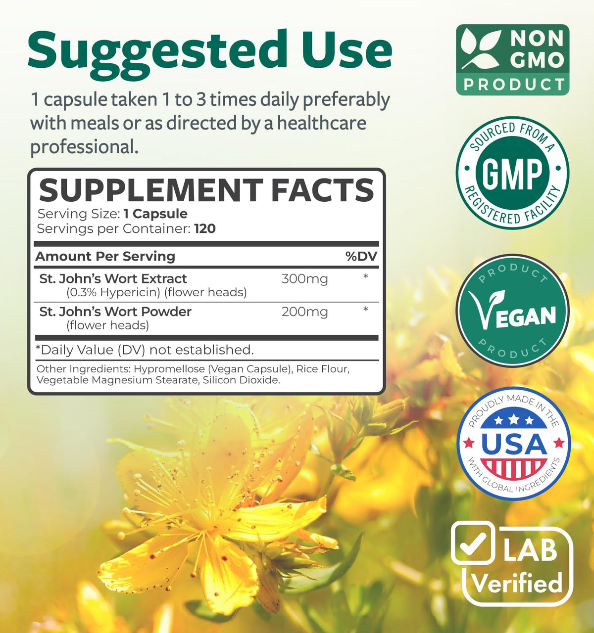 Authentic Healths Harmony mood support imported supplement ingredient panel