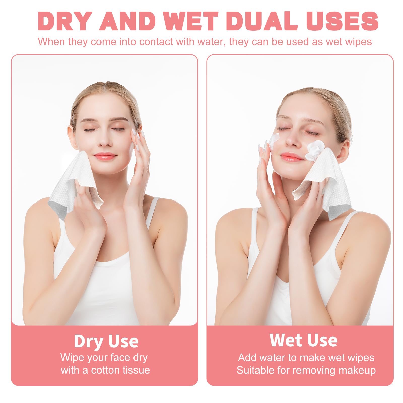 Woman using WMQL soft facial wipe for makeup removal