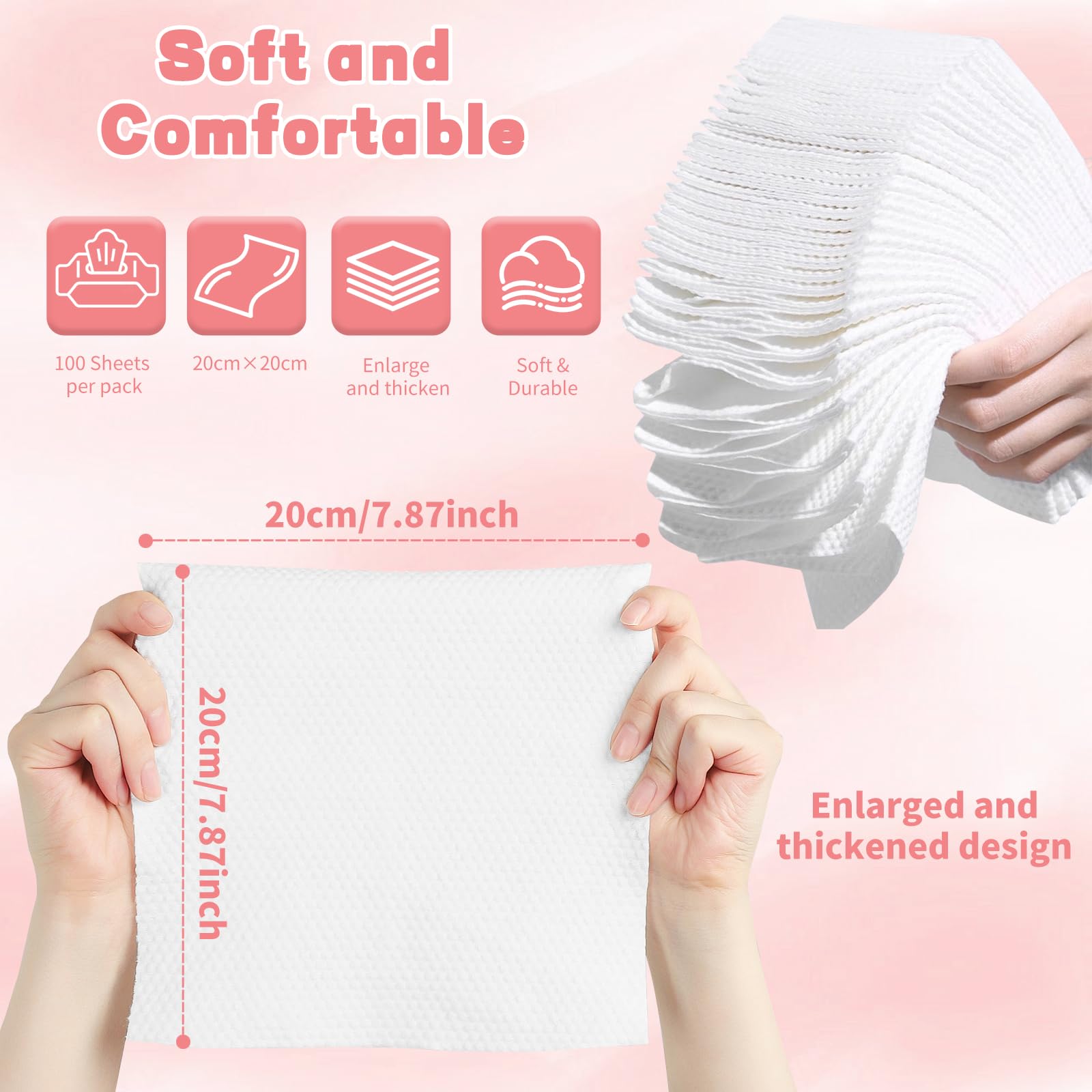 Comparison of pearl textured side and smooth side of face towel