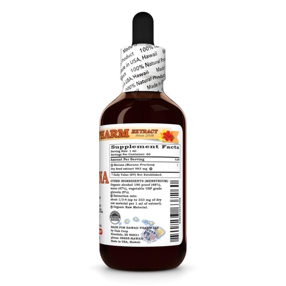 Hawaii Pharm Velvet Bean liquid herbal supplement ingredient label