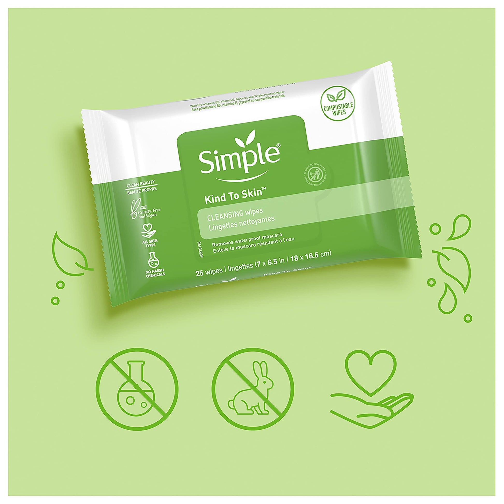 Simple facial wipes removing makeup effectively
