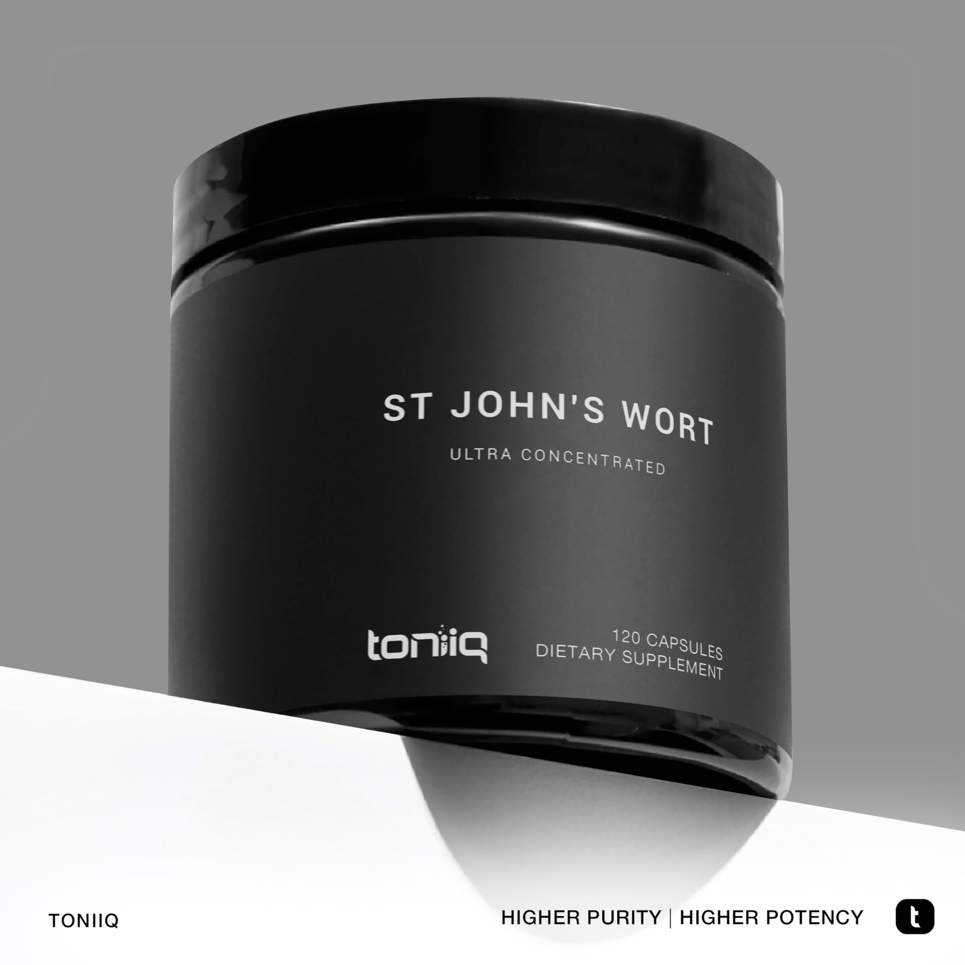 Side view of non-GMO St Johns Wort capsules packaging showing supplement facts panel