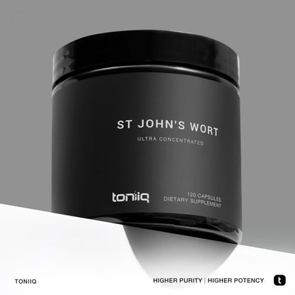 Side view of non-GMO St Johns Wort capsules packaging showing supplement facts panel