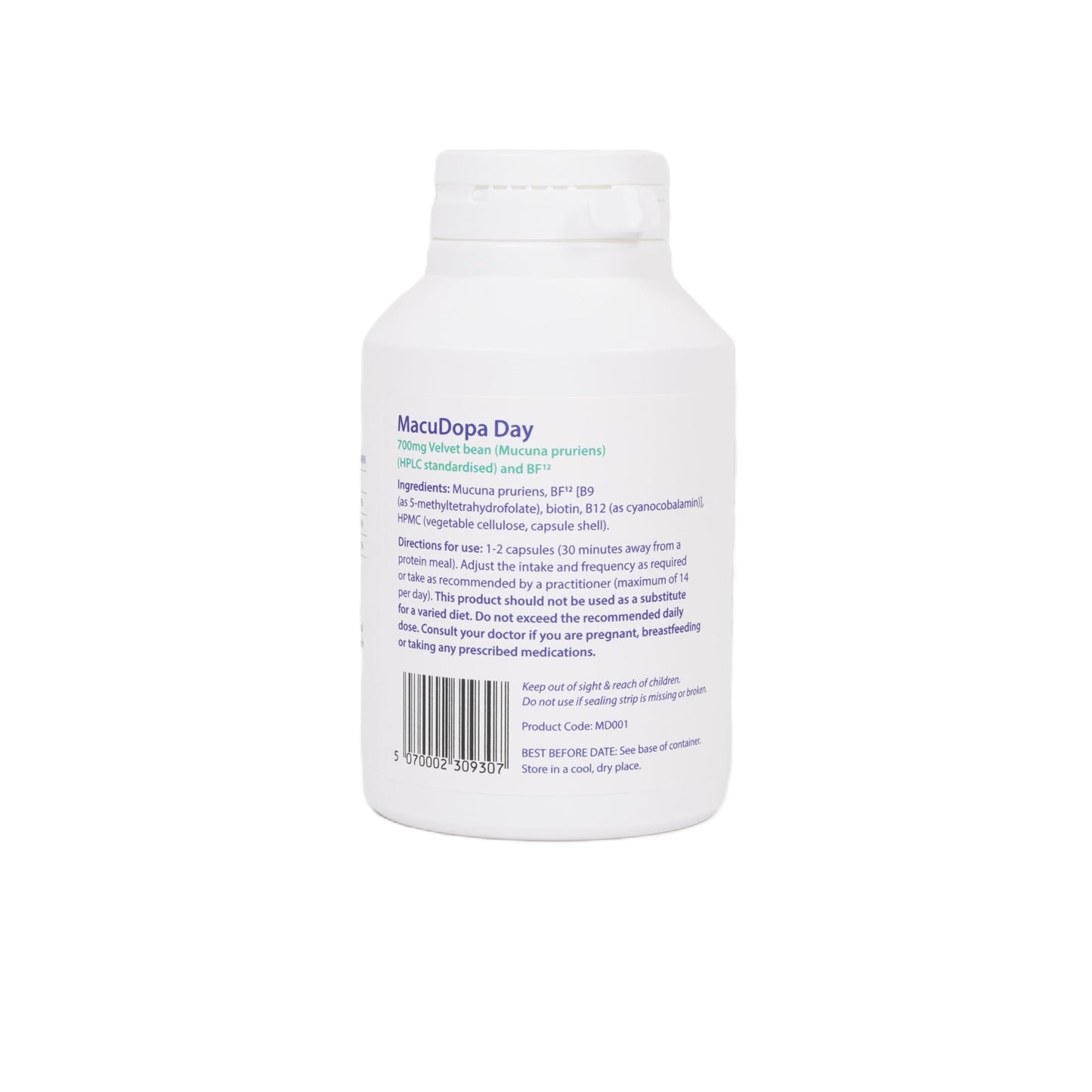 MacuDopa Day 120 vegan capsules supplement facts label information