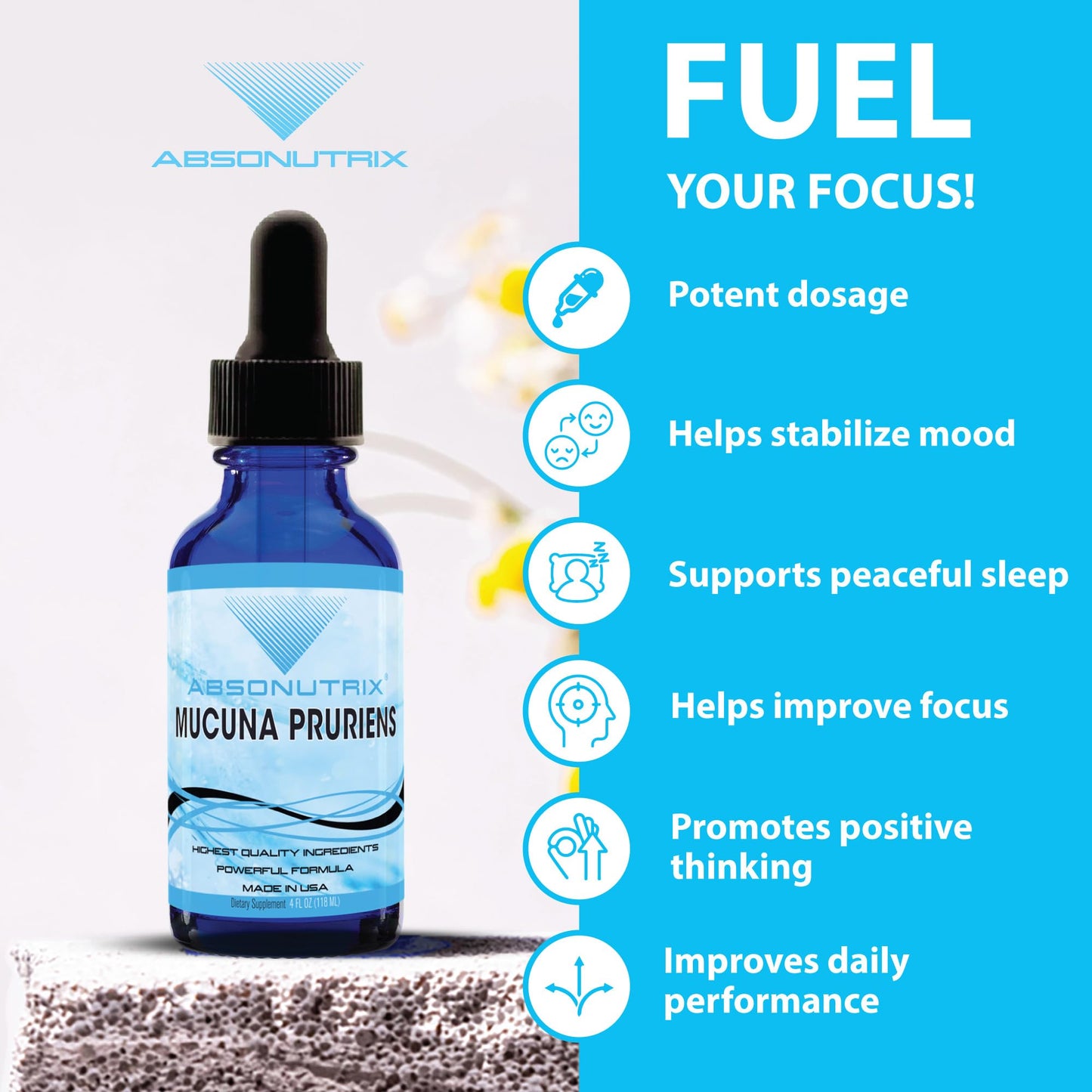 Absonutrix Mucuna Pruriens velvet bean extract dropper bottle design