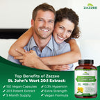 Zazzee Naturals 20:1 concentrated herbal extract capsules for natural mood support.