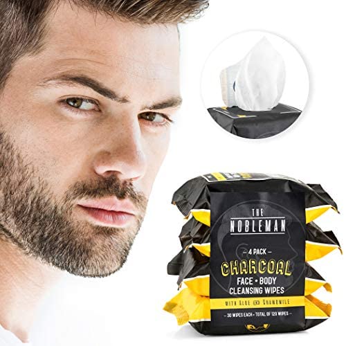 Travel friendly charcoal cleansing wipes for men