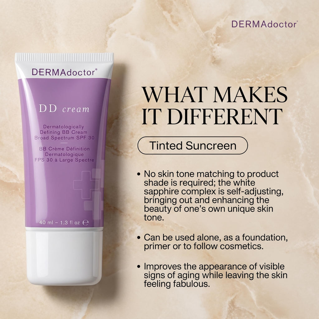 DERMAdoctor tinted moisturizer texture swatch on skin