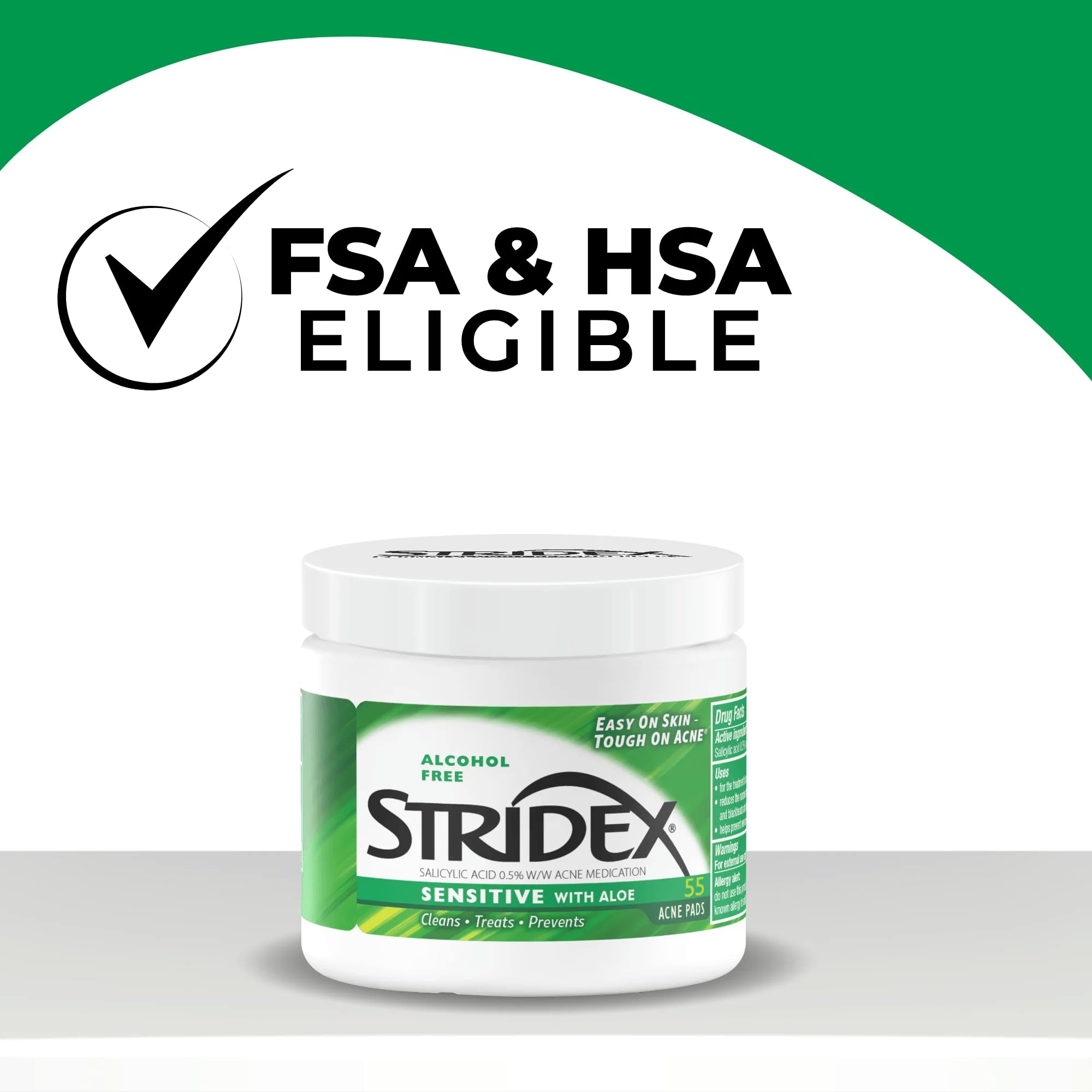 Stridex soft touch medicated pads for sensitive skin jar