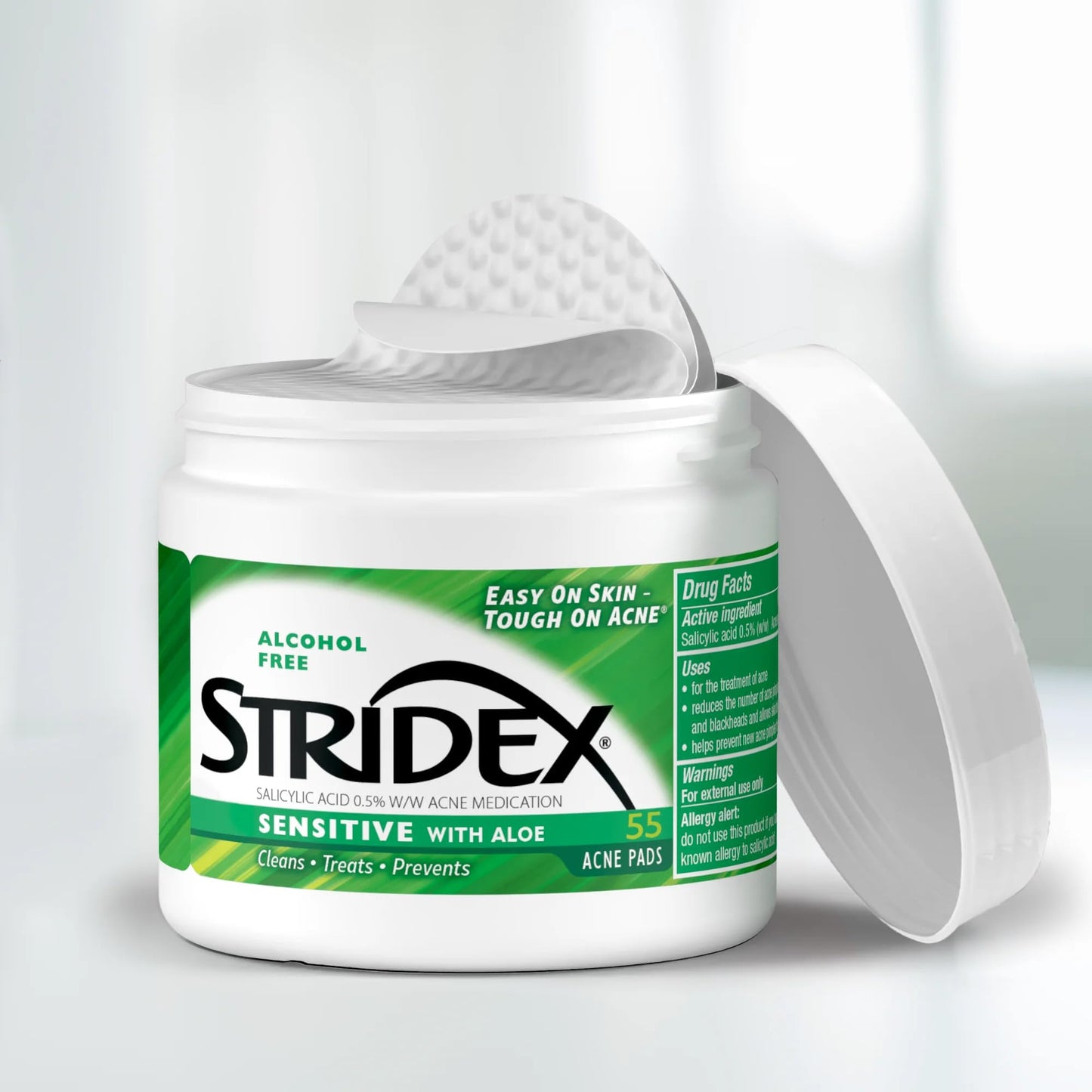 Detail of Stridex sensitive formula salicylic acid acne pads