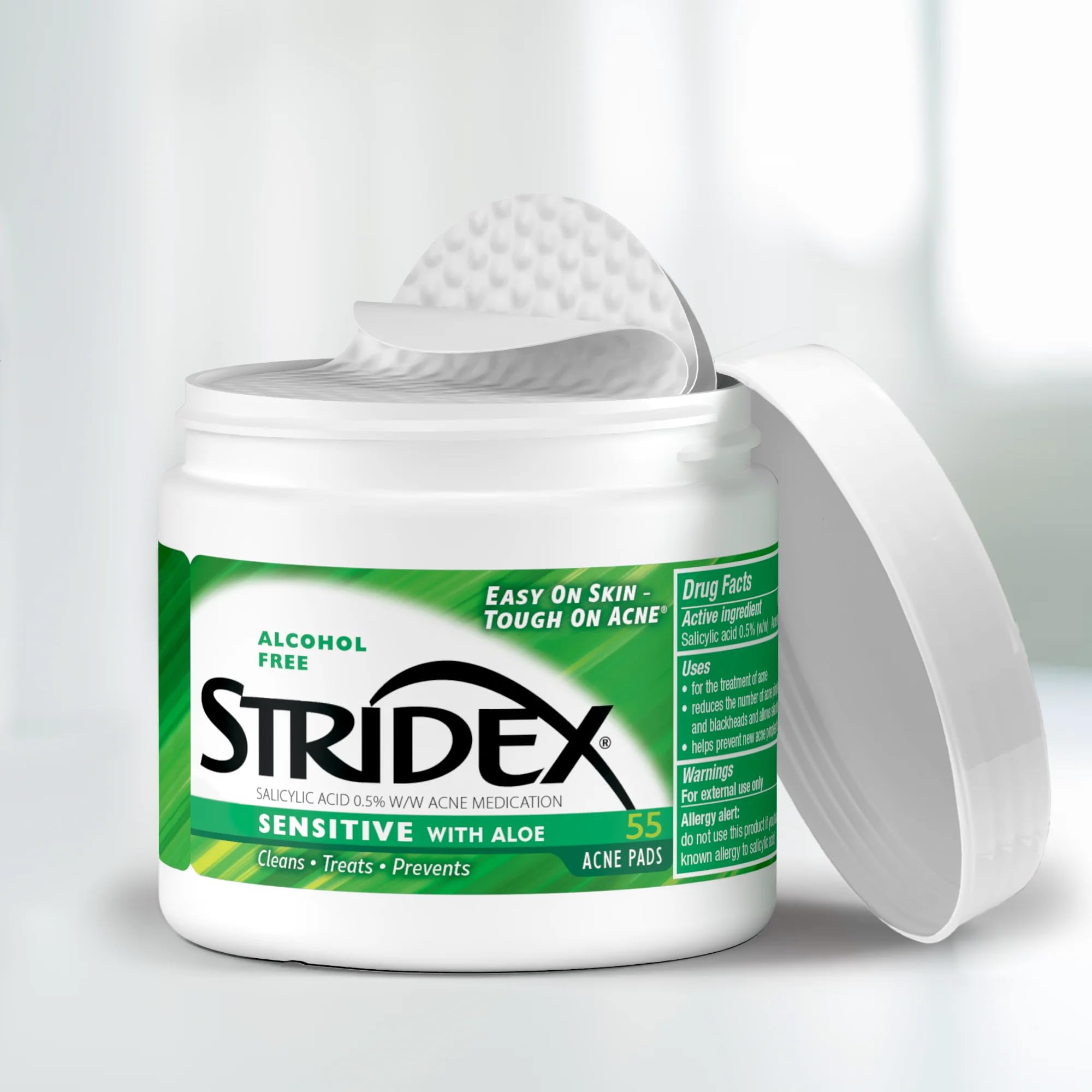 Detail of Stridex sensitive formula salicylic acid acne pads