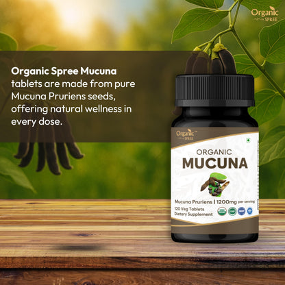 USDA Certified Organic Mucuna pruriens 1200mg supplement label details