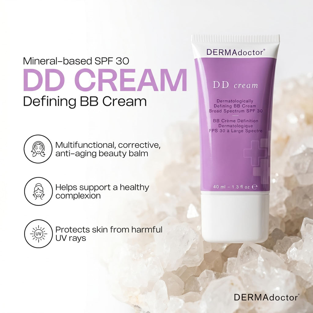 DERMAdoctor DD cream dispensed cream on fingertips