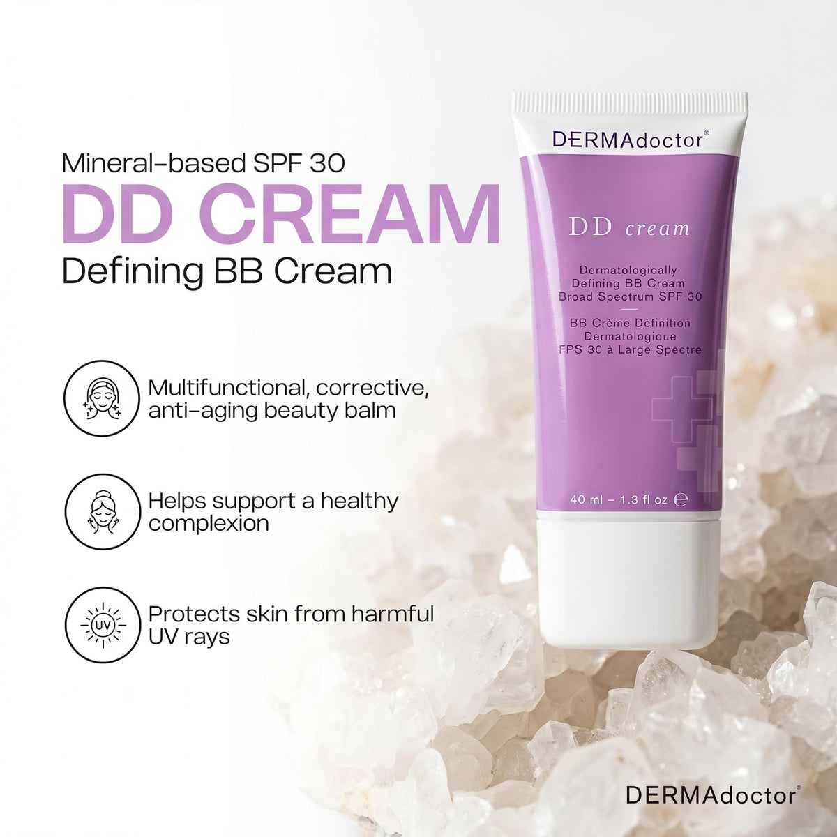 DERMAdoctor DD cream dispensed cream on fingertips