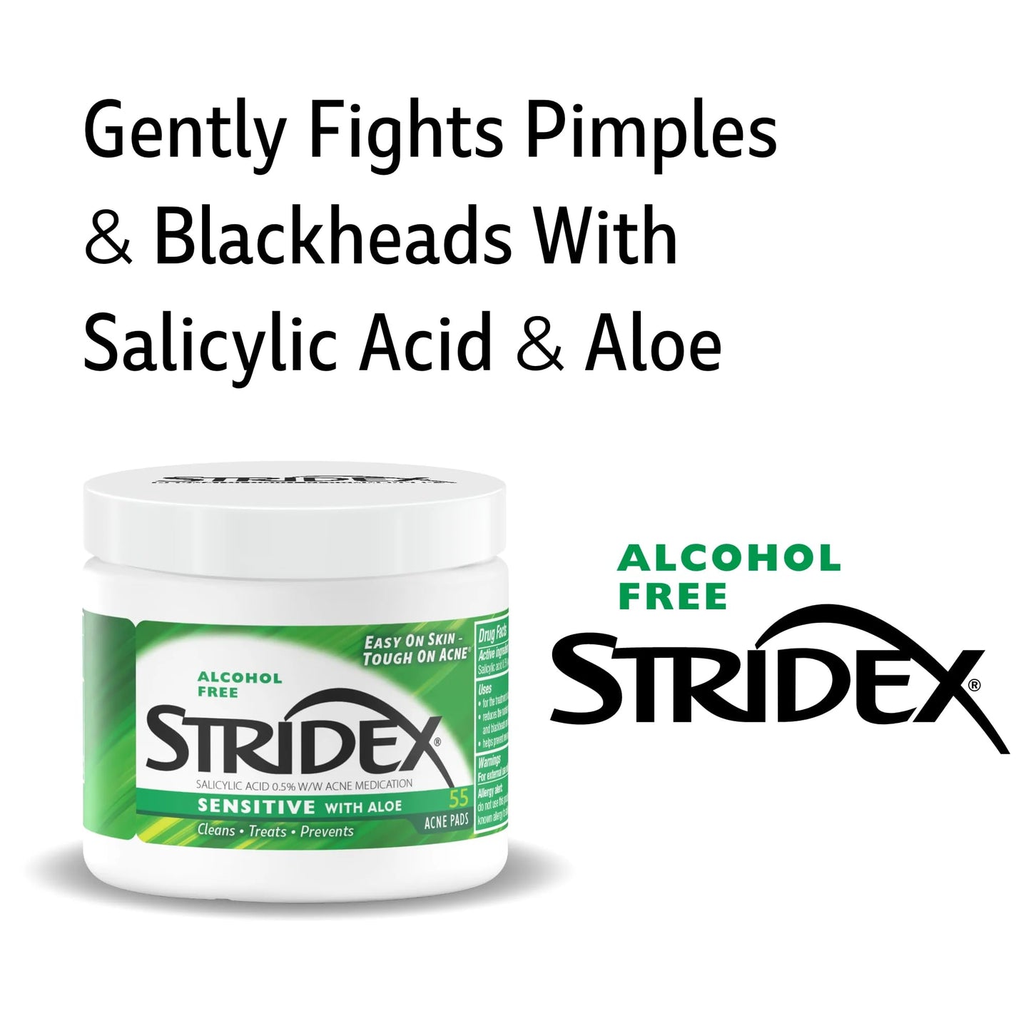 Stridex daily care acne pads with aloe vera ingredients