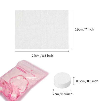 Comparison of dry tablet next to expanded face towel