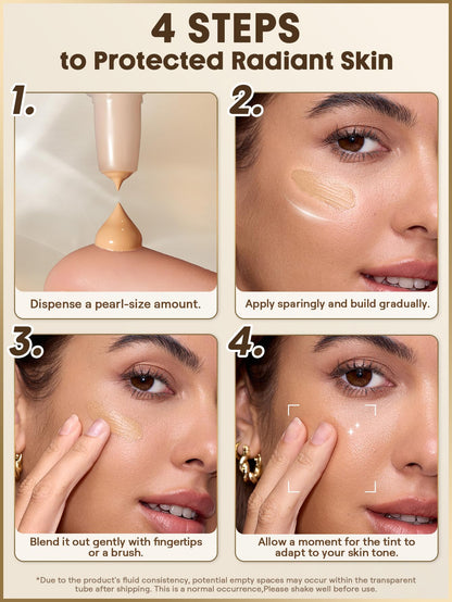 SHEGLAM Dew and Done makeup product unboxed demonstrating the precise dropper style applicator for easy usage.