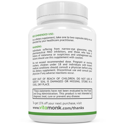 VitaMonk Dopify lifestyle presentation showing clean health supplement bottle side panel