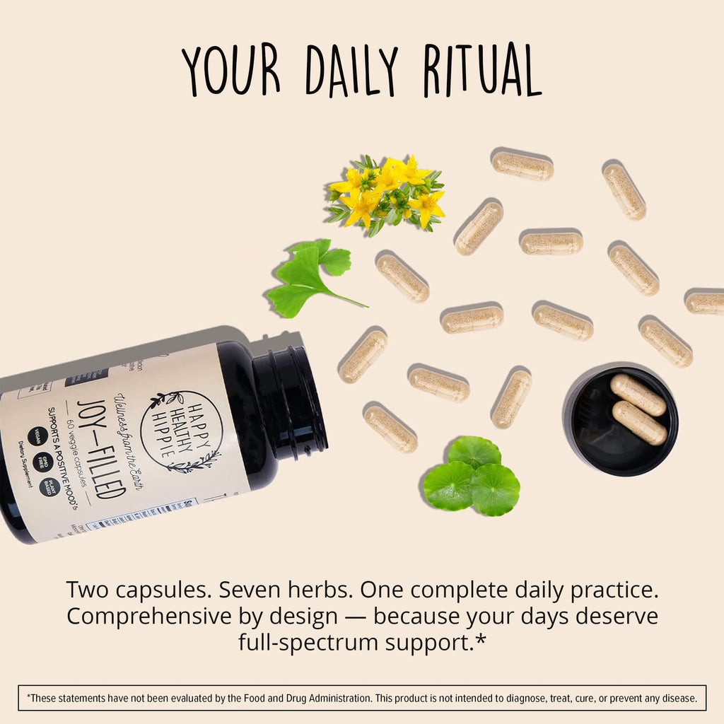 Happy Healthy Hippie Joy Filled herbal nootropics for mental clarity
