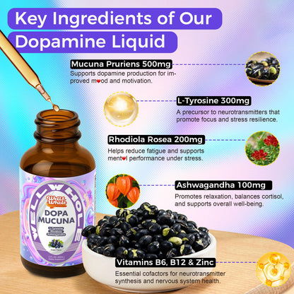 Well&Whole vegan and sugar free cognitive support liquid dropper close up.